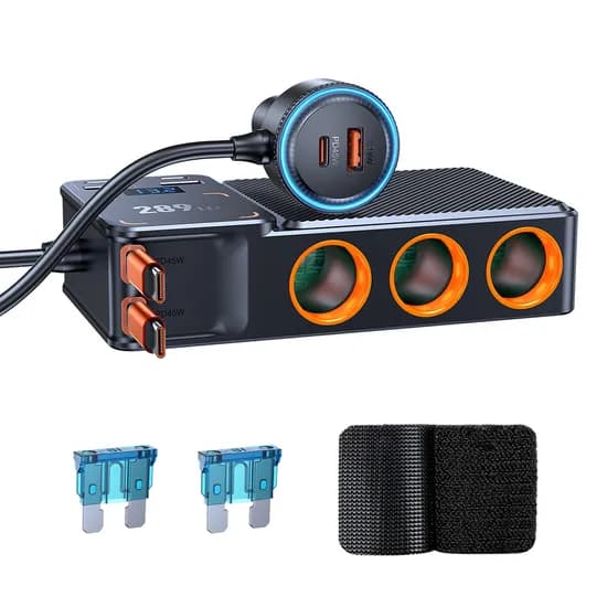 CMA 11포트 289W 시거잭 3구 차량용 멀티 소켓 차량용 충전기, 12V/24V, 1개