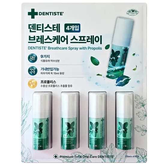 덴티스테 브레스 케어 스프레이 15ml 4개입 1개