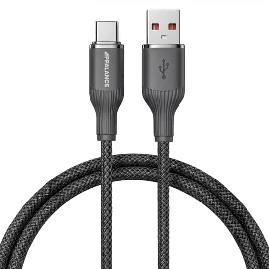 에이팔란스 단락방지 패브릭 USB-A to C 고속 충전 케이블 30W 다크그레이 2m 2개
