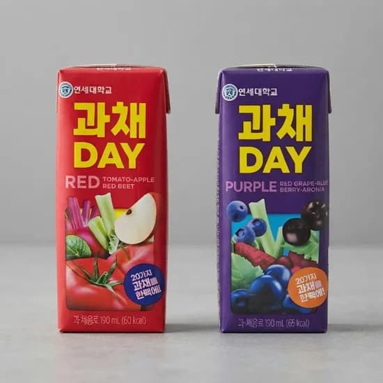 연세유업 과채데이 과채음료 레드 24팩 퍼플 24팩 190ml 1세트