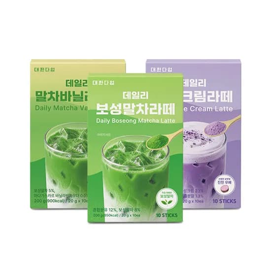 대한다업 데일리 라떼 3종, 보성 말차, 10개입, 1개 + 말차 바닐라, 10개입, 1개 + 우베크림, 10개입, 1개