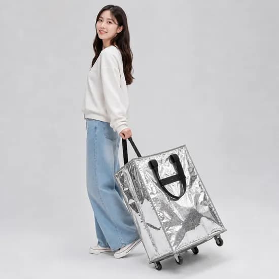 더굴러 접이식 롤링 쇼핑 카트 실버 1개