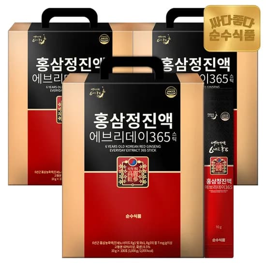 순수식품 홍삼정진액 에브리데이 365 스틱 10g 100포 3박스