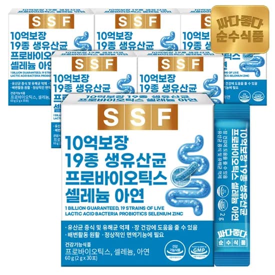 순수식품 10억보장 19종 생유산균 프로바이오틱스 2g 30포 6박스
