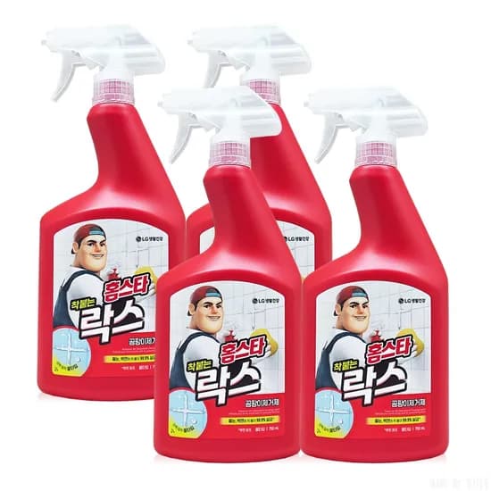 엘지생활건강 홈스타 착 붙는 락스 스프레이 750ml 4개