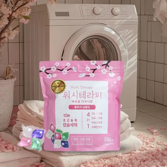 워시테라피 캡슐세제 에센셜 다우니향 100개입 4개