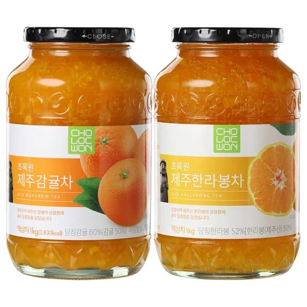 초록원 제주한라봉차 + 제주감귤차 1kg 2개 11,800원