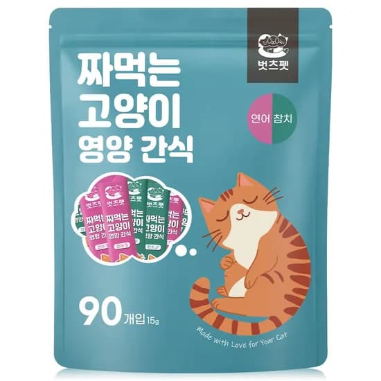 짜먹는 고양이 간식 스틱형 혼합 15g 90개입 1개