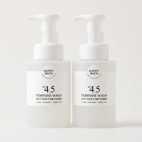 해피바스 PH4.5 약산성 버블 여성청결제 쑥 300ml 2개