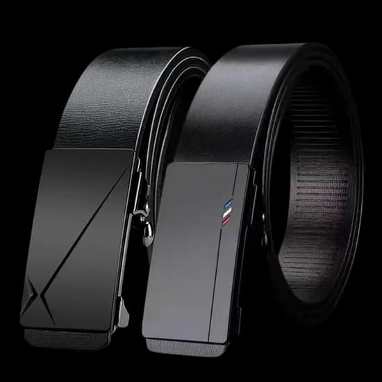 프리미엄 오토락 남성 가죽 벨트, 블랙, 삼선, 120cm, 1세트