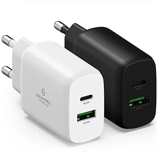 신지모루 O-PD GaN 25W 2포트 초고속 충전기, 화이트