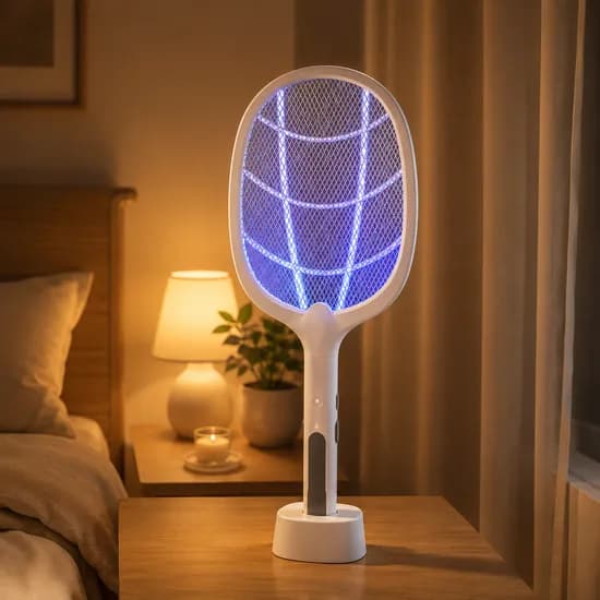 전기 모기채 LED 벌레유인 포충기, C타입 USB 충전, 2in1, SWH-100, 화이트, 1개