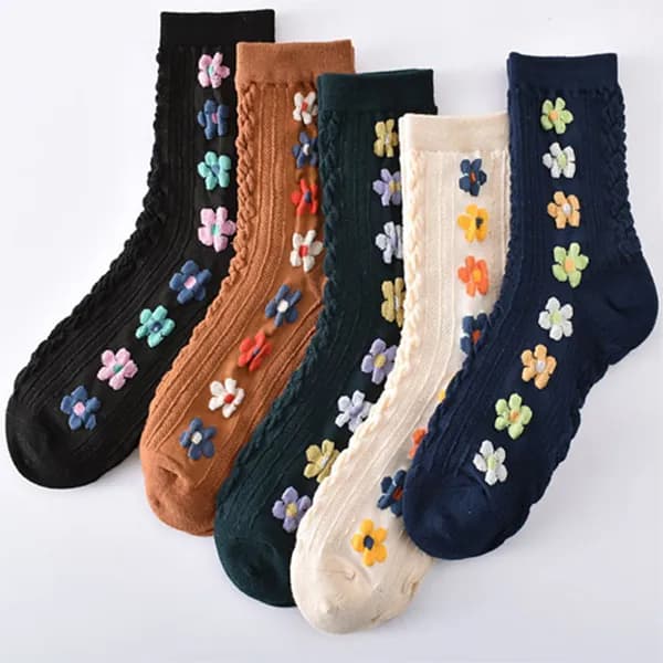 여성 사계절 자수 꽃 양말 5켤레 7,900원