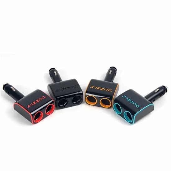 퍼즐 컬러 접이식 2구 멀티소켓 차량용 시가잭 차량용 충전기, 12V/24V, 1개