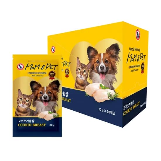 강아지 고양이 사료토핑 간식 닭가슴살, 닭, 30g, 20개, 1개