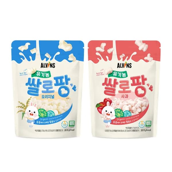 알빈스 유기농 쌀로팡 오리지널 3개 + 사과 3개 25g 6개
