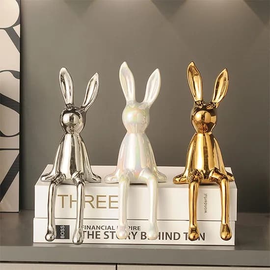 세라믹 앉아있는 토끼 트레이, 골드, 1개
