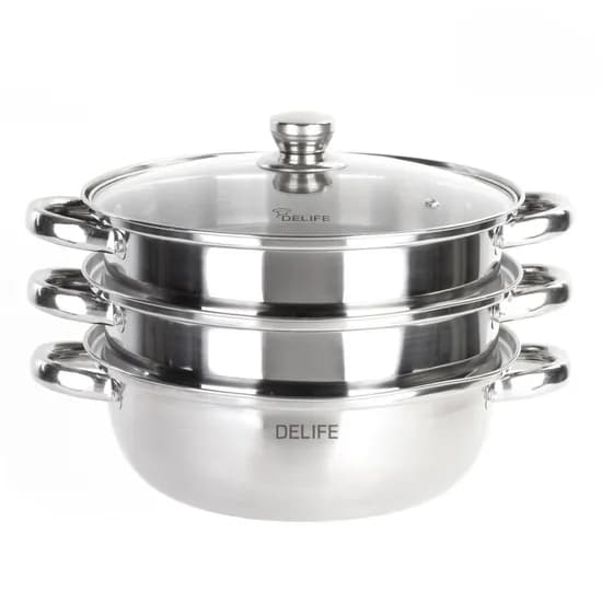 디라이프 스테인레스 인덕션 3단 찜전골냄비 28cm 스틸 1개