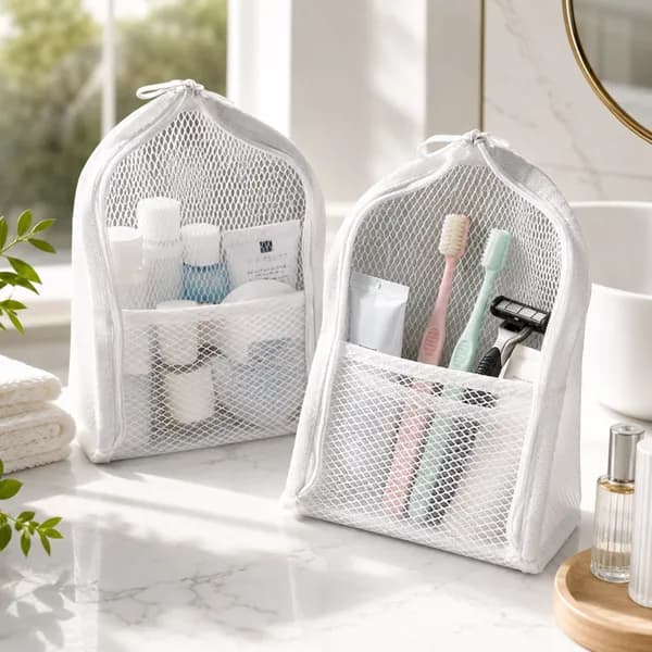 TOROHA 스탠딩 세면도구 매쉬파우치 화이트+블랙 13x13x22cm 12,900원