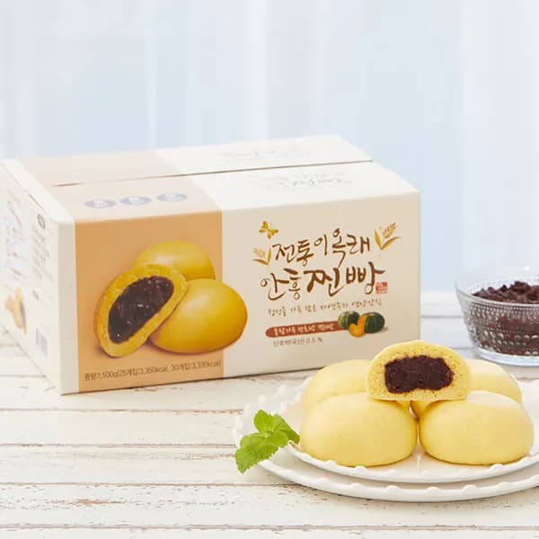 이옥래 안흥찐빵 통팥앙금 단호박 50g 10개 2개