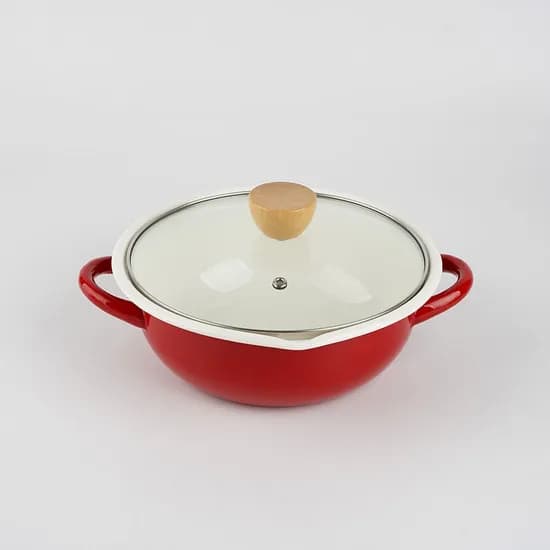 법랑 인덕션 전골냄비, 21cm, 레드, 1개