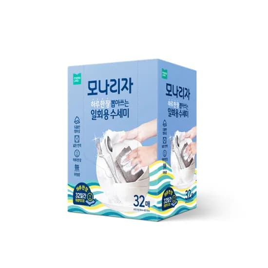모나리자 하루한장 뽑아쓰는 일회용 수세미, 32매, 3개