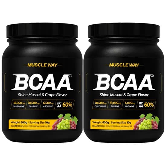 머슬웨이 BCAA 글루타민 타우린 아미노산 포도맛 600g 2개