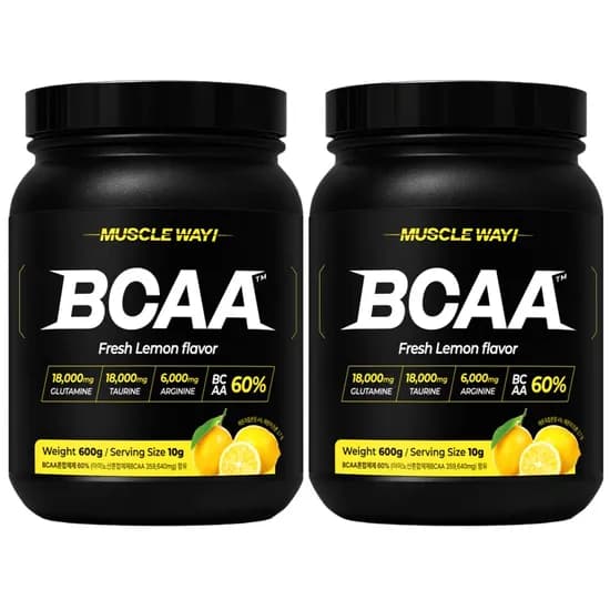 머슬웨이 BCAA 글루타민 타우린 아미노산 레몬맛 600g 2개