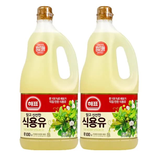 해표 식용유 콩기름 1.8L 2개