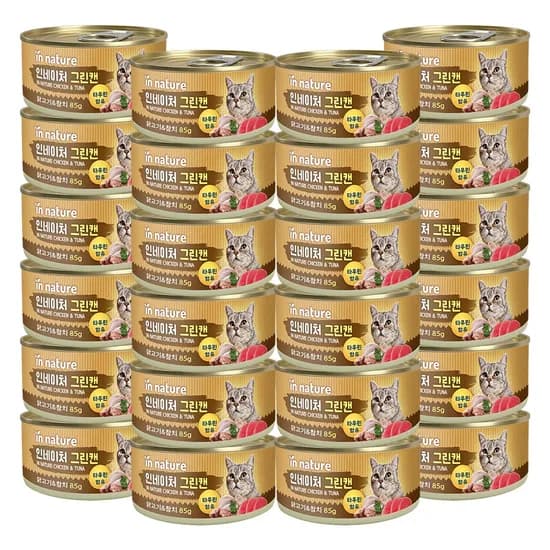 인네이쳐 그린캔 고양이간식 닭고기+참치 85g 24개입