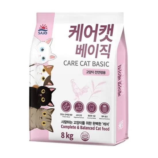 케어캣 베이직 전연령용 고양이사료, 혼합맛, 8kg, 1개