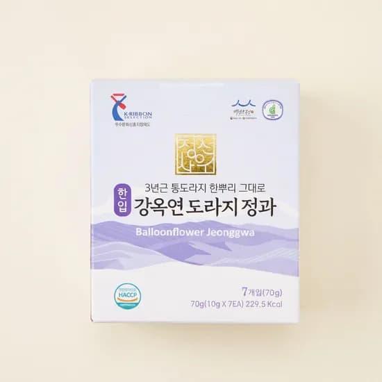 강옥연 국내산 수제 콩고물 한입 도라지정과 10g 7봉 1통