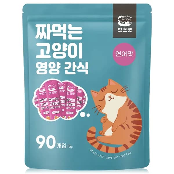 벗츠펫 짜먹는 고양이 간식 연어 90개 15g