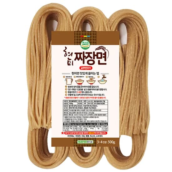 현미촌국수 글루텐프리 우리현미 짜장면 500g 3개