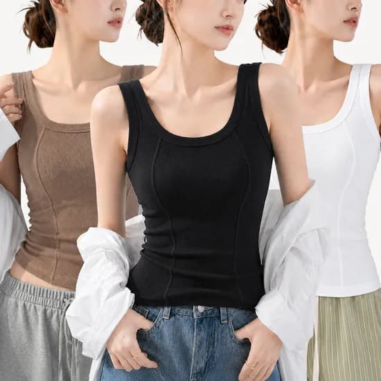 입체라인 골지 캡내장 브라탑 나시 블랙 M 1장