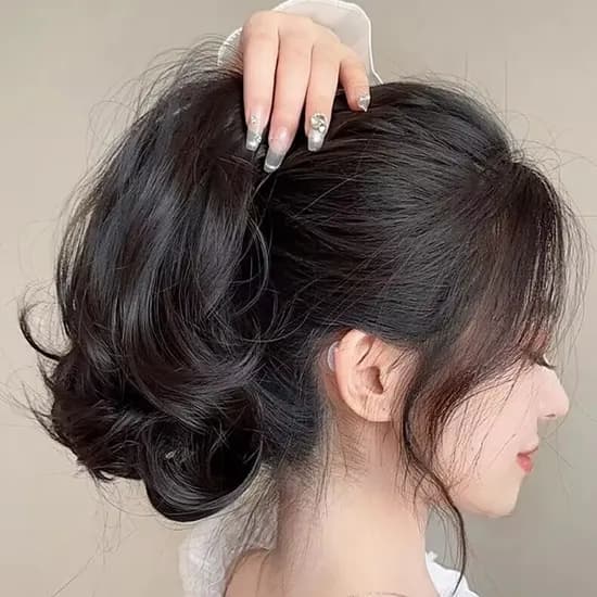 포니테일 집게 가발, 브라운, 30cm, 1개