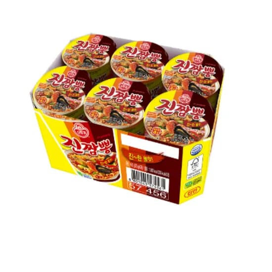 오뚜기 진짬뽕 컵라면 75g 6개