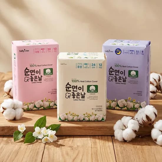 샐리의법칙 순면이좋은날 생리대, 중형, 12매, 7팩