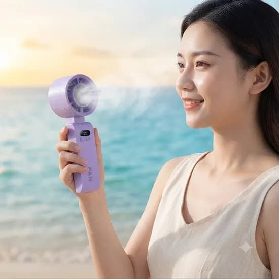 무선 휴대용 선풍기, 2초 급속 냉각, 199단, 목걸이, 탁상용, 핸디, LED, 화이트, 1개