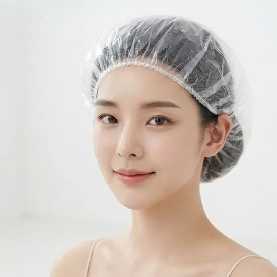 일상나눔 일회용 비닐 헤어캡 커버 단일색상 100개