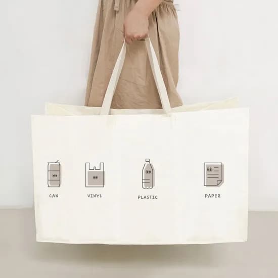가정용 일체형 타포린 양면 재활용 분리수거함 4칸 혼합 70x37x45cm 1개