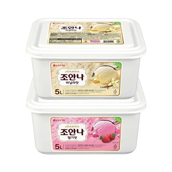 롯데웰푸드 조안나 대용량 아이스크림 2종 세트(바닐라 1 + 딸기 1) 10L