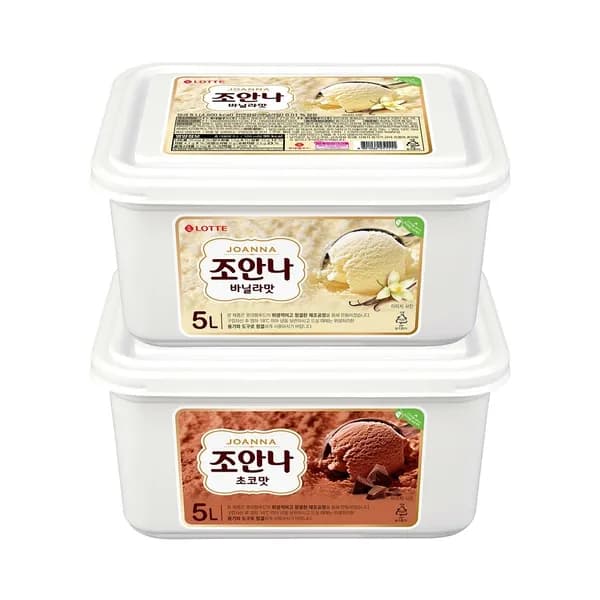 롯데웰푸드 조안나 대용량 아이스크림 2종 세트(바닐라1+초코1) 10L 29,900원