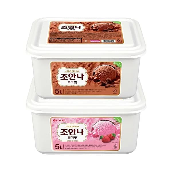 롯데웰푸드 조안나 대용량 아이스크림 2종 세트 초코맛+딸기맛 10L