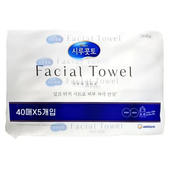 시루콧토 페이셜 타월 화이트 40매 5개입 1세트