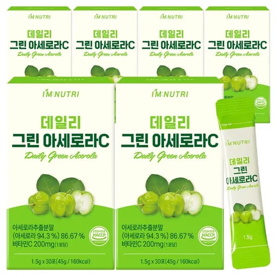 아임뉴트리 데일리 그린 아세로라 천연 고함량 비타민C 30포 6개
