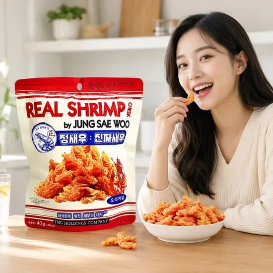 정새우 진짜새우 오리지널 새우머리 태국간식 40g 4봉