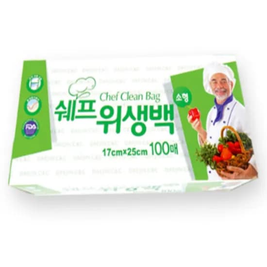 쉐프 위생백, 소형, 17x25cm, 100매, 1개