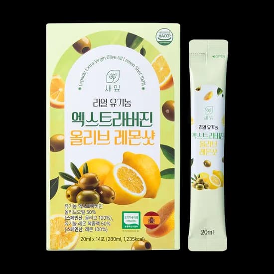 새잎 리얼 유기농 엑스트라버진 올리브레몬샷, 20ml, 14포, 1개
