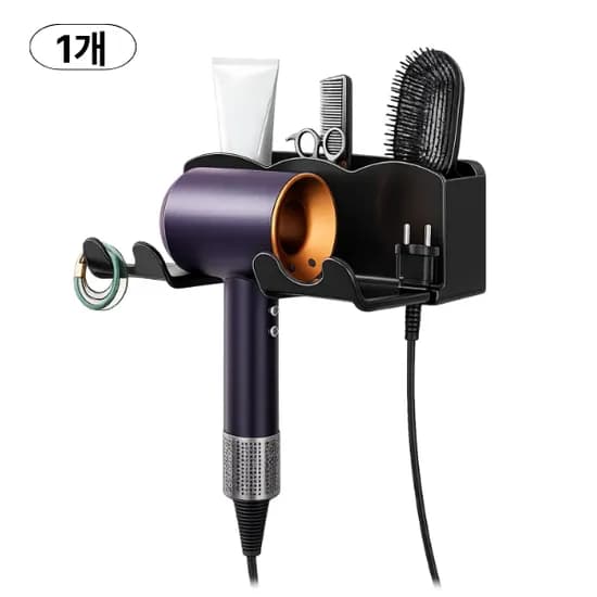 무타공 벽걸이형 욕실 드라이기 거치대 KD665 블랙 1개